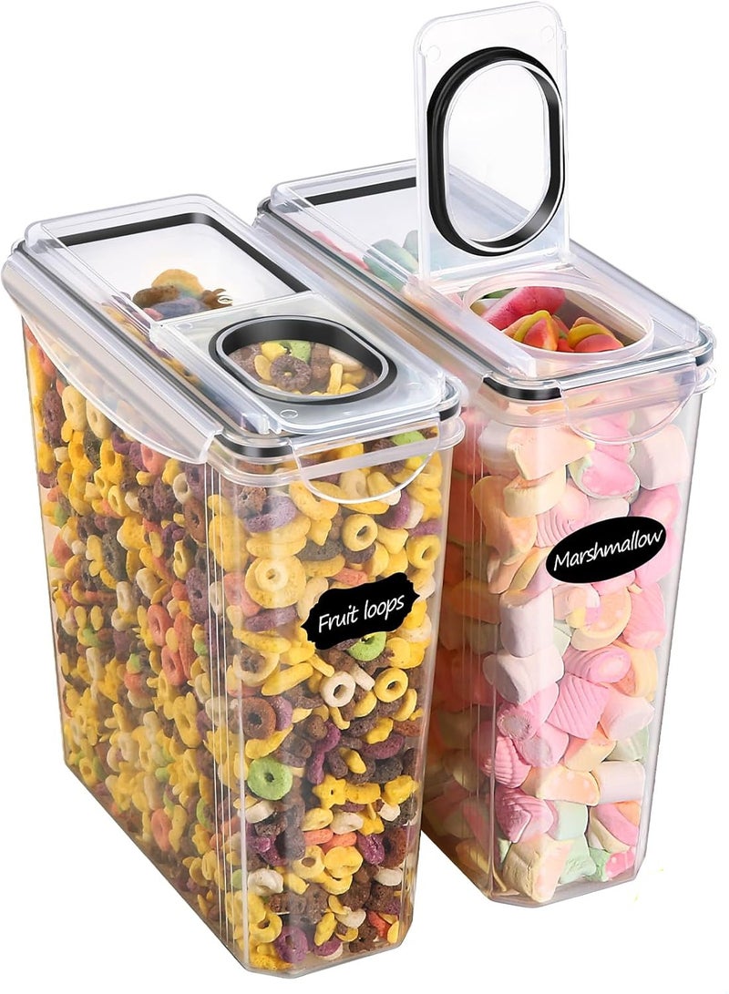 Plastic Airtight Food Storage Containers With Lids,3L Pasta Containers for Pantry Organization and Storage, BPA Free Kitchen Storage Containers for Cereal, Spaghetti, Flour and Sugar (2, PCS)